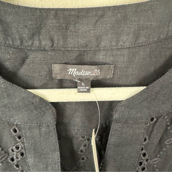 Madewell Long Sleeve Pop Over Top in Eyelet - Picture 6 of 11